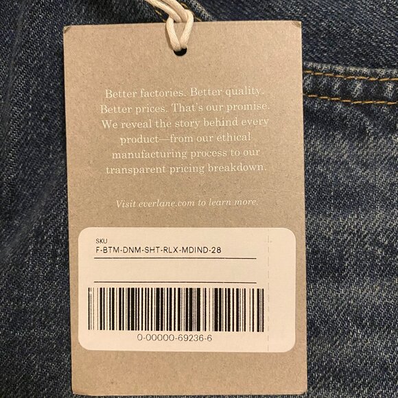 NWT Everlane Vintage Indigo Denim Short Organic Cotton Size 28 - Picture 2 of 6